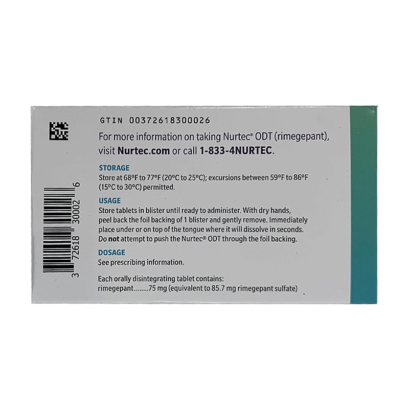 Nurtec ODT硫酸瑞美吉泮片75mg 心脑血管科用药 艾达(香港)医药贸易有限公司